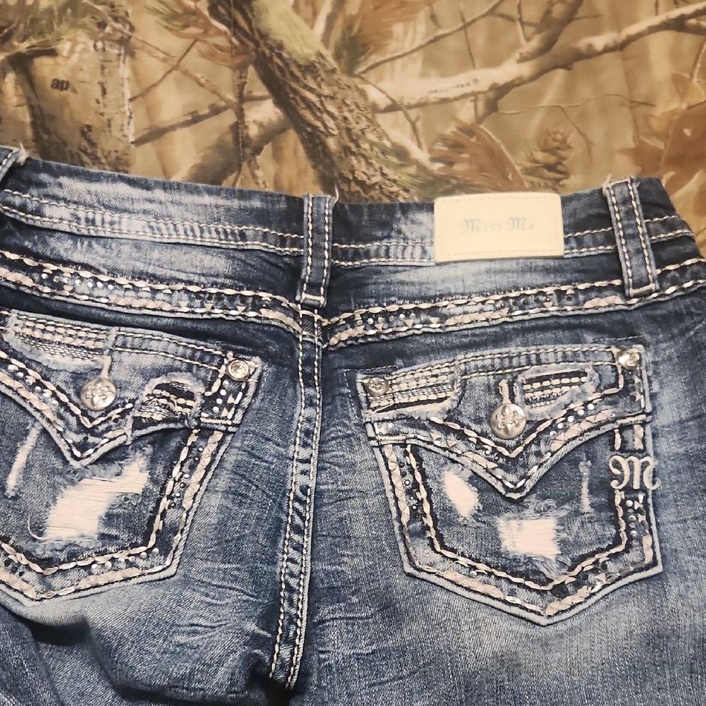 Miss Me Women's Distressed Blue Boot Cut Jeans